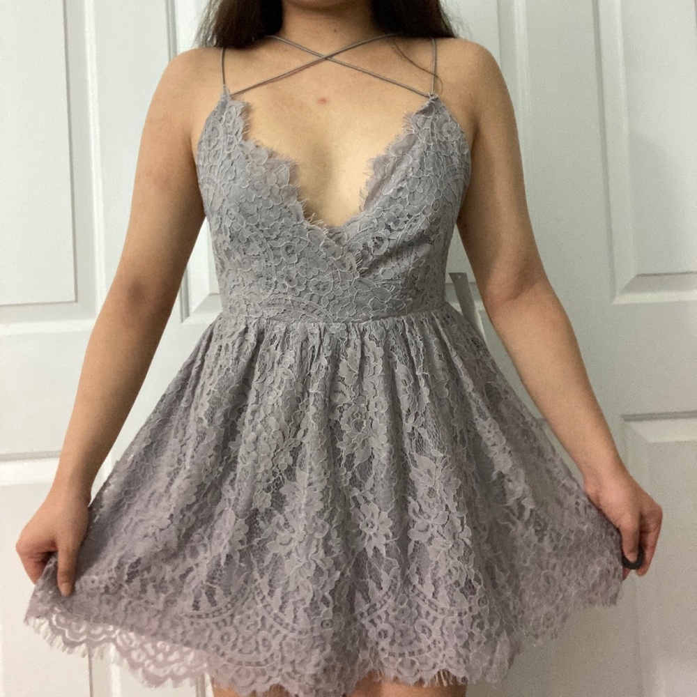 NWT Tobi heather gray lace dress - Picture 7 of 10